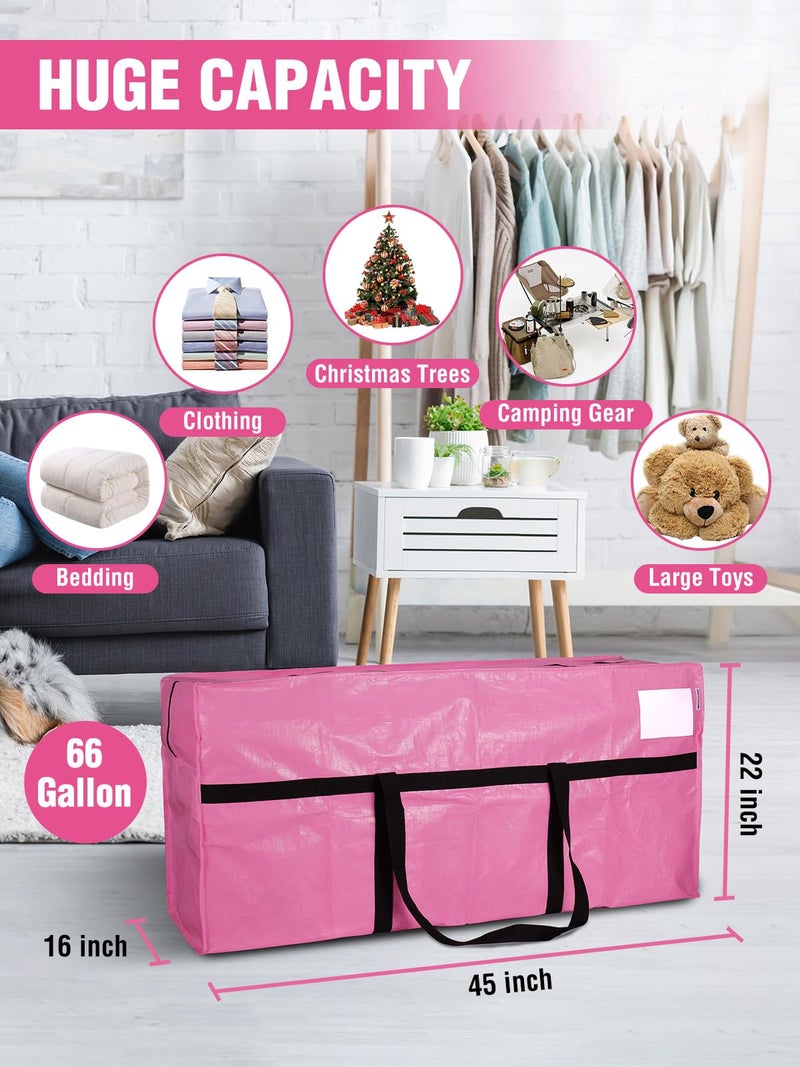 WORKPRO 2-Pack 66 Gallon Extra Large Moving Bags with Zippers, Carry Handles, Heavy-Duty, Water-Resistant Storage Totes for Moving & Space-Saving Organization, Pink - Image 2