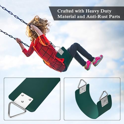 REZNOR Heavy Duty Flexible Eva Swing Seat with Metal Triangle Ring for Kids & Adults - Green | 300Kg Weight Limit, 2D x 15W x 68H Cm - Image 2