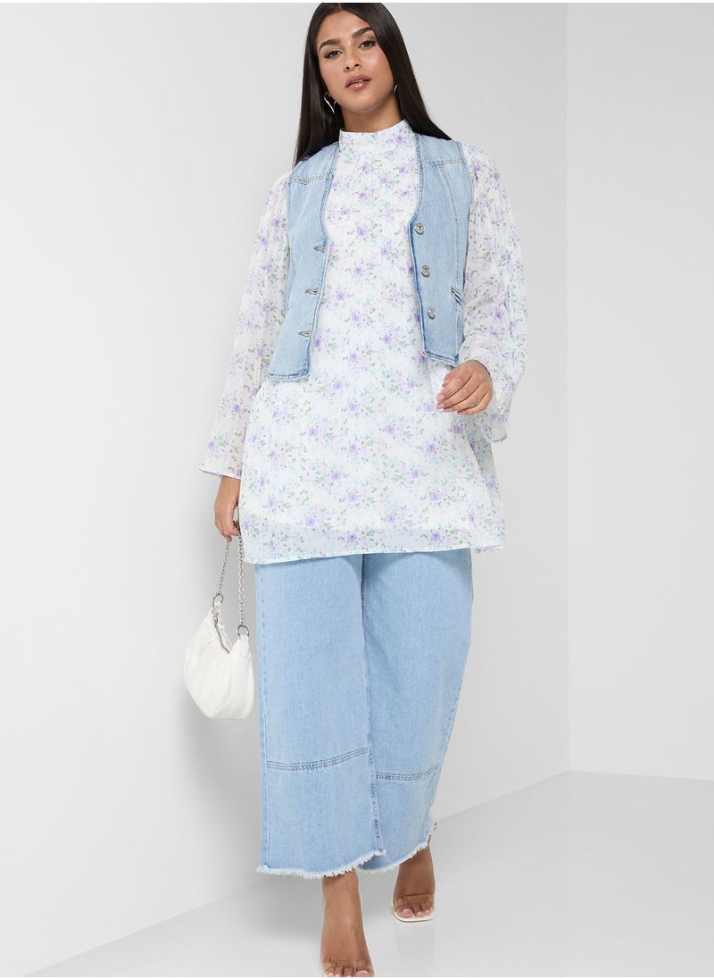 Khizana - Printed Longline Top - Image 1