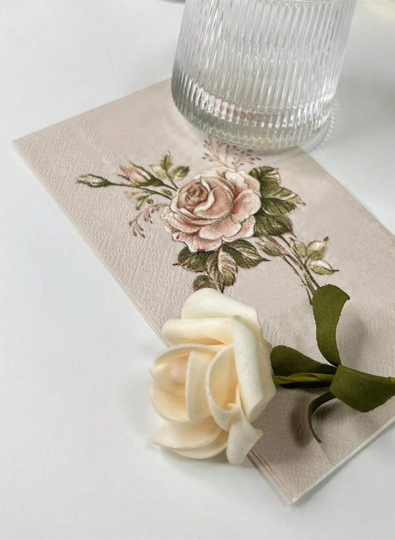 20pcs Retro Rose Flower Pattern Napkins For Wedding, Birthday, Tea Party Decoration, 15.7x13inch, Dining Table Accessory For Restaurant & Hotel  - Image 5