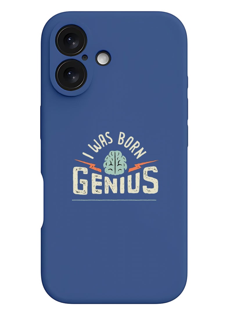 Theodor iPhone 16 Plus Blue Protective Slim Fit Case Liquid Silicone Cover with Full Body Protection Anti-Scratch Shockproof Case For iPhone - Born Genius - Image 1