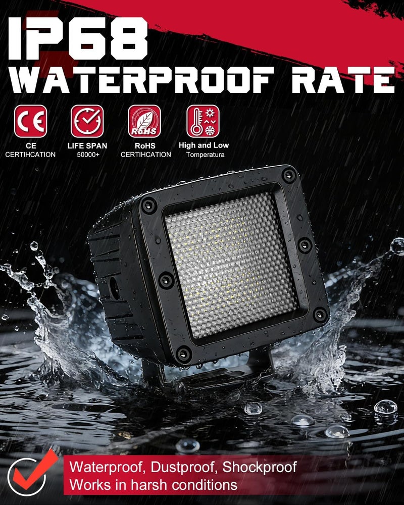 OFFROADTOWN LED Cubes, 3 Inch 80W CREE LED Pods Camper Lights Backup Reverse Work Light for for Trucks RV UTV SUV ATV Pickup Boat - 2Pcs Diffuse Beam - Image 5