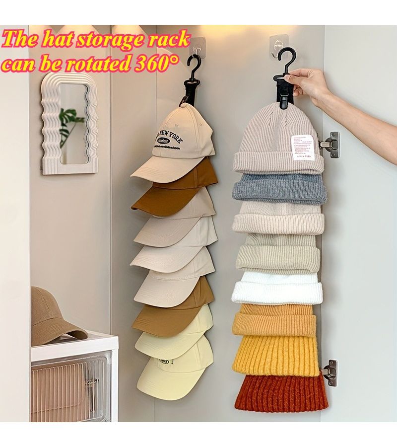 Wall Mounted Hat Storage Rack With 8 Clips Multi Functional For Home Closet - Image 3