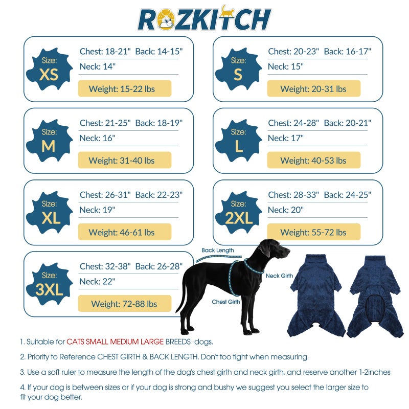ROZKITCH Dog Full Body Winter Coat Cold Weather Jacket with Harness Opening, Pet Fleece Pajamas with Stretchy Legs & No-Zip Design Snug Fit for Small Breeds Blue M - Image 2