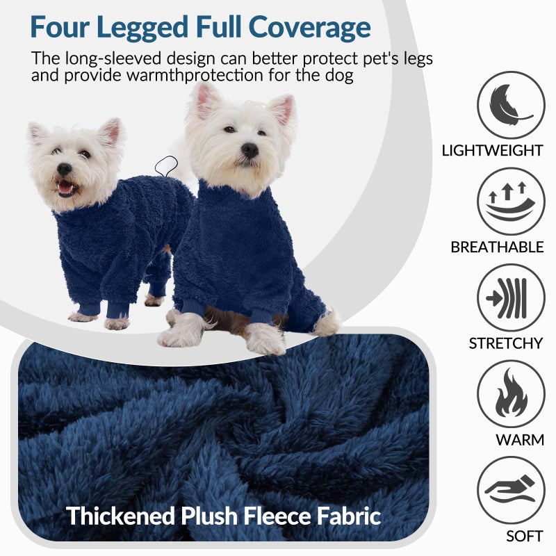 ROZKITCH Dog Full Body Winter Coat Cold Weather Jacket with Harness Opening, Pet Fleece Pajamas with Stretchy Legs & No-Zip Design Snug Fit for Small Breeds Blue M - Image 5