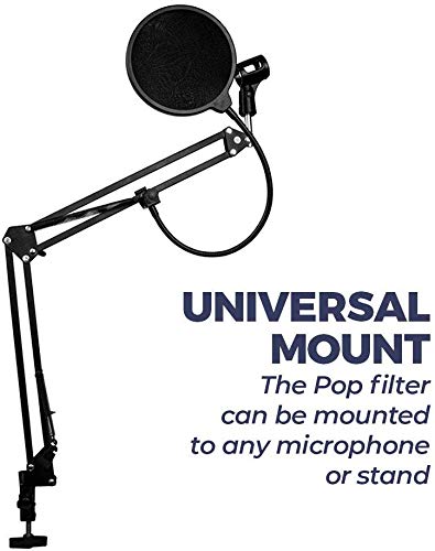 blueberry Microphone Pop Filter For ALL Professional Microphone Dual Layered Wind Pop Screen With Flexible 360° Gooseneck Clip Stabilizing Arm - Image 3