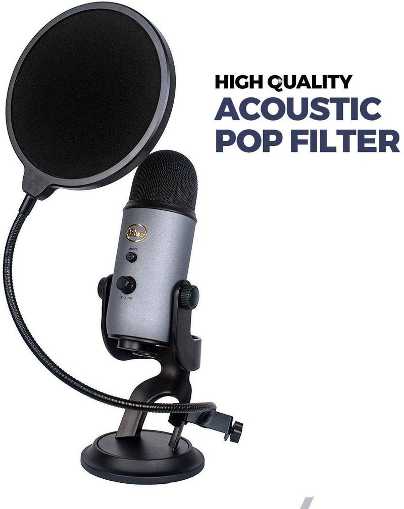 blueberry Microphone Pop Filter For ALL Professional Microphone Dual Layered Wind Pop Screen With Flexible 360° Gooseneck Clip Stabilizing Arm - Image 5
