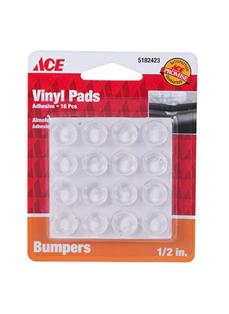 ACE Ace Vinyl Bumper Pads Pack Of 16 Clear 