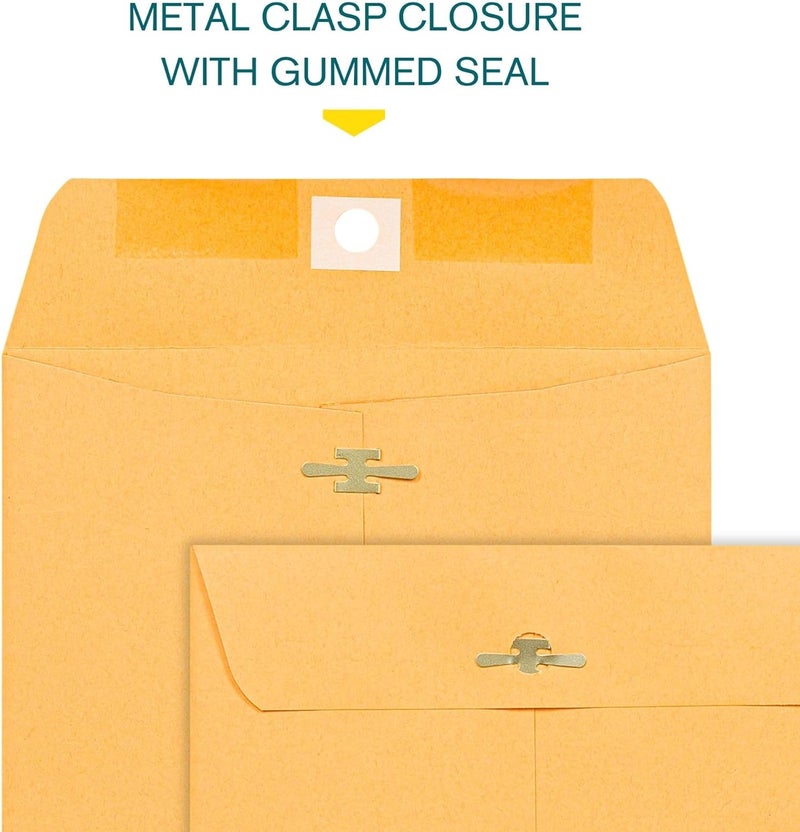 EnDoc Clasp Envelopes - 15 Pack Brown Kraft Catalog Envelopes 6x9 Inch with Clasp Closure & Gummed Seal - 28lb Heavyweight Paper Letter Envelopes for Home, Office, Mailing, Business, Legal or School - Image 4