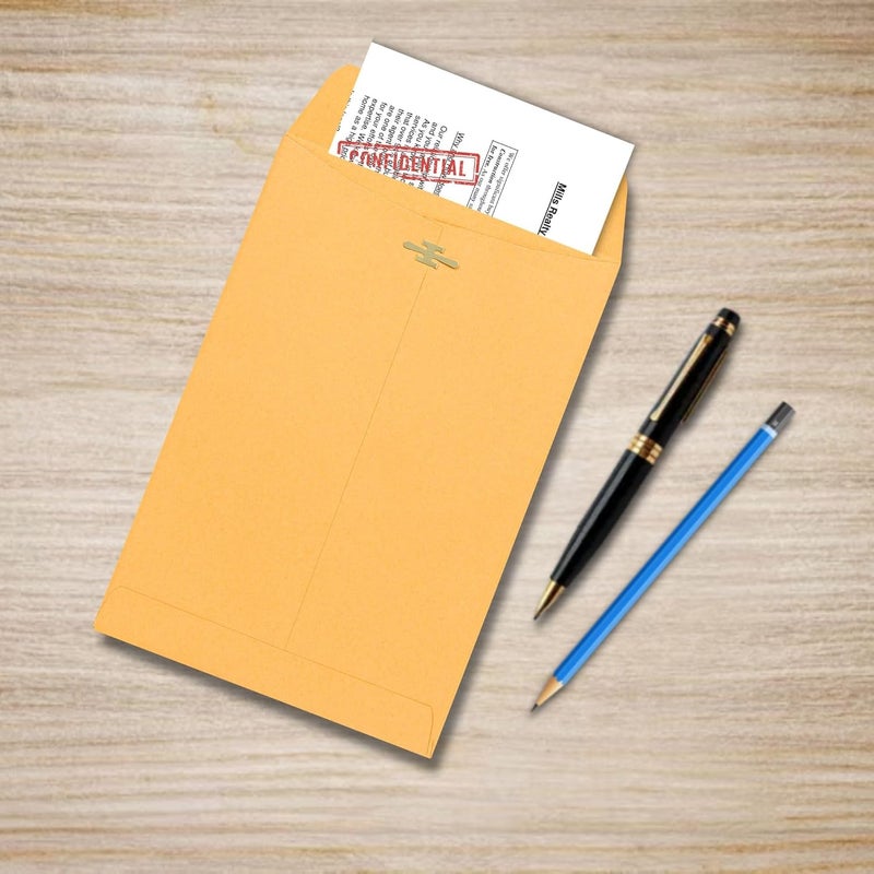 EnDoc Clasp Envelopes - 15 Pack Brown Kraft Catalog Envelopes 6x9 Inch with Clasp Closure & Gummed Seal - 28lb Heavyweight Paper Letter Envelopes for Home, Office, Mailing, Business, Legal or School - Image 5