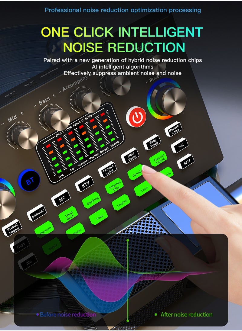 Viden - F009 Professional Live Sound Card Mixer Voice Changer Multiple Sound Effects Led Light Change Used For Streaming Media Blog Ktv Computer Games And Voice Chat - Image 1
