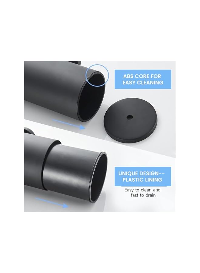 PROMASS Toilet Brush, Compact Size Toilet Bowl Brush and Holder Toilet Brushes for Bathroom with 304 Stainless Steel Handle, Toilet Cleaner Brush with Durable Scrubbing Bristles, Splash-Proof (Black, Floor) - Image 5