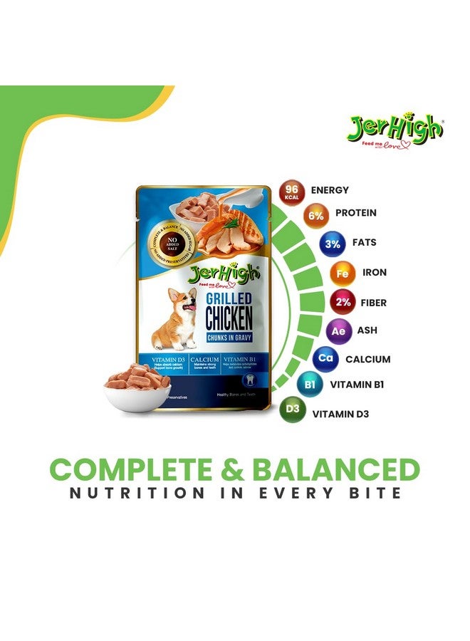 Jerhigh Wet Dog Food For All Life Stages, Human Grade High Protein Chicken, Gravy Grilled Chicken (Pack Of 12) - Image 2