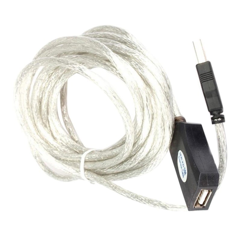 كابل تمديد USB 2.0 من أنجويلي بطول 5 أمتار، ذكر إلى أنثى، مع مكرر USB للطابعات والأجهزة الرقمية، لون أبيض - Image 1