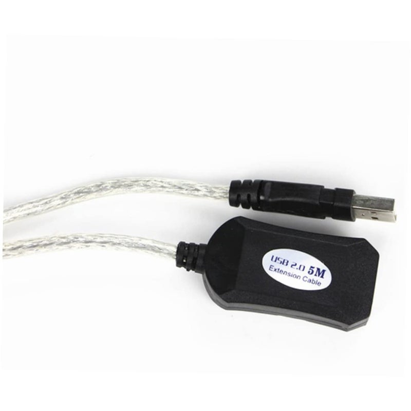 كابل تمديد USB 2.0 من أنجويلي بطول 5 أمتار، ذكر إلى أنثى، مع مكرر USB للطابعات والأجهزة الرقمية، لون أبيض - Image 3