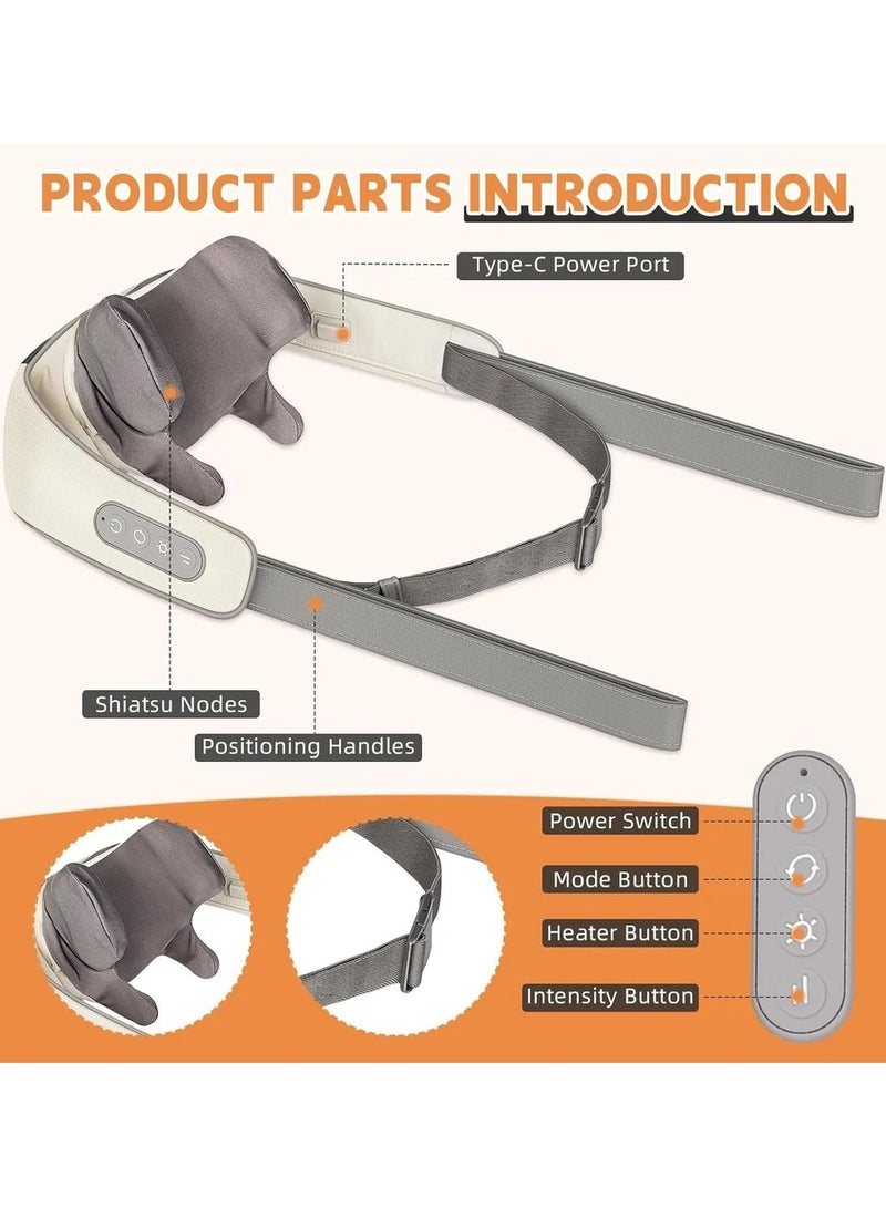 DubaiGallery مدلكات للرقبة والكتف مع حرارة، مدلك رقبة وظهر شياتسو مع حرارة، مدلكات كتف كهربائية لعلاج الأنسجة العميقة، تدليك يدوي محاكي - Image 3