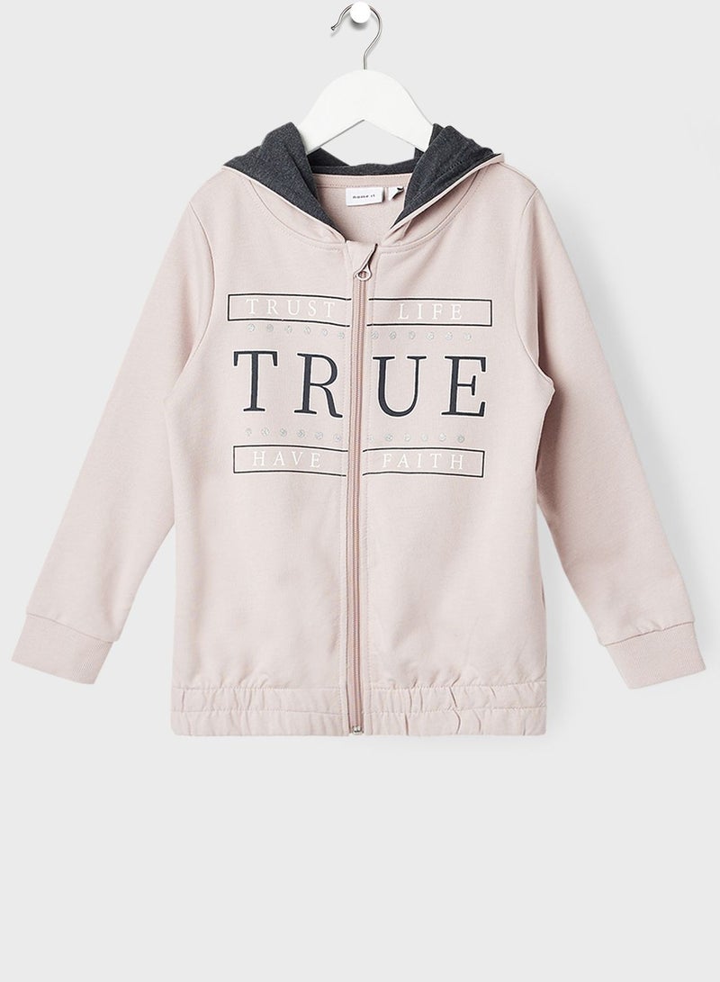 NAME IT Kids Front Text Zip-Up Hoodie - Image 1