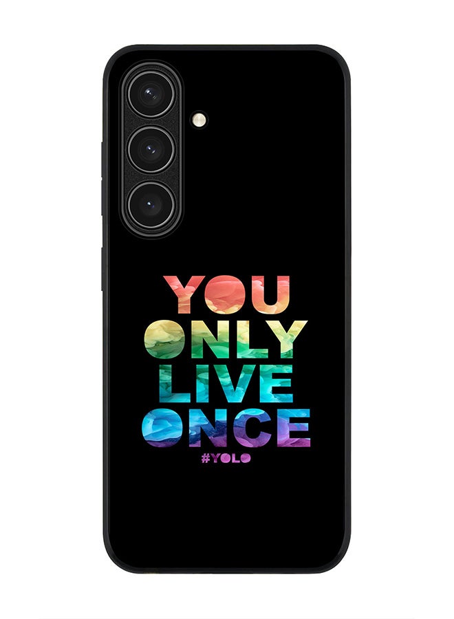 Stylizedd Rugged Black edge case for Samsung Galaxy S24 FE, Slim fit Soft Case Flexible Rubber Edges Anti Drop TPU Gel Thin Cover -  YOLO - Image 1