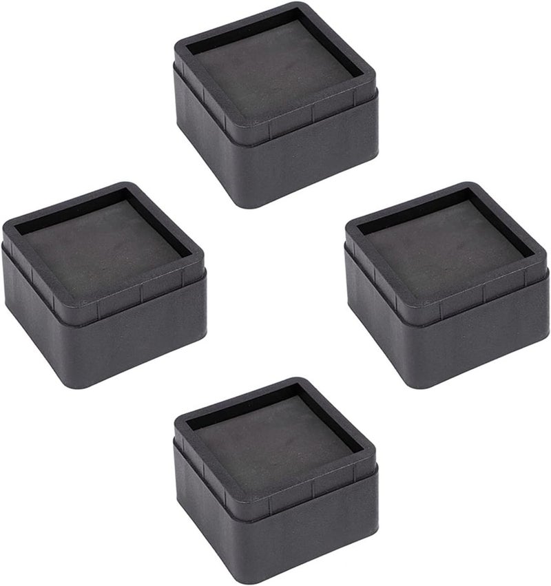 Bed Risers Durable Stackable Black Square 2" Legs Floor Protectors for Bedroom Storage 4PCS for Furniture & Sofa - Image 2
