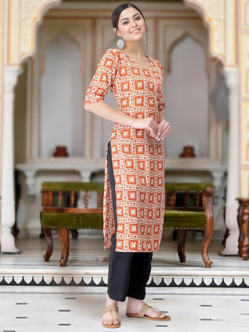 Tee Projekt Versatile Crepe Kurti & Pant Set for Women Printed Kurta Set - Image 4
