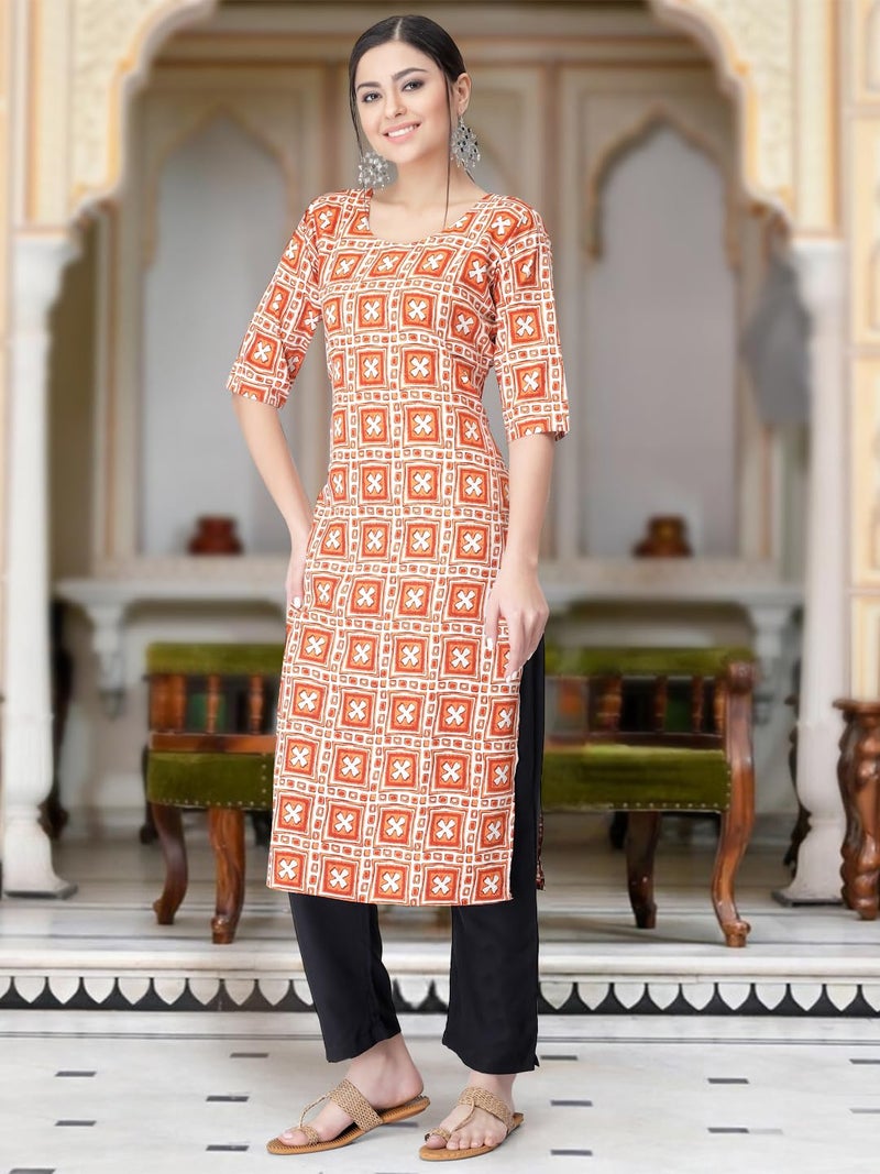 Tee Projekt Versatile Crepe Kurti & Pant Set for Women Printed Kurta Set - Image 3
