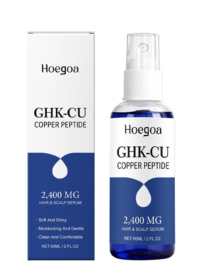 هويغوا سيروم الشعر وفروة الرأس ببتيد النحاس GHK-CU، 2400 ملغ، 4% ببتيدات النحاس، سريع الامتصاص، تركيبة مائية لنعومة ولمعان الشعر، مرطب تجميلي لفروة الرأس الجافة على شكل رذاذ، 60 غ - Image 1