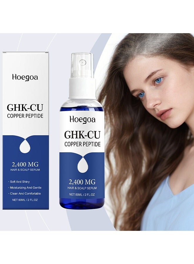 هويغوا سيروم الشعر وفروة الرأس ببتيد النحاس GHK-CU، 2400 ملغ، 4% ببتيدات النحاس، سريع الامتصاص، تركيبة مائية لنعومة ولمعان الشعر، مرطب تجميلي لفروة الرأس الجافة على شكل رذاذ، 60 غ - Image 2