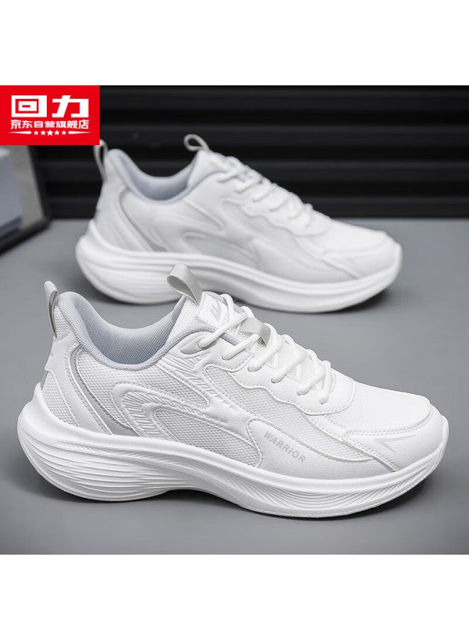 Pull Back Warrior Men's Sports Shoes Spring/summer New Trend Thick-soled Couple Shoes White Grey Size 40 - Image 1