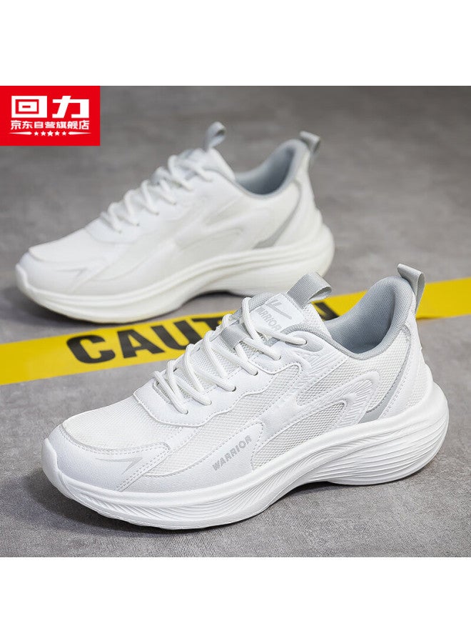 Pull Back Warrior Men's Sports Shoes Spring/summer New Trend Thick-soled Couple Shoes White Grey Size 40 - Image 2