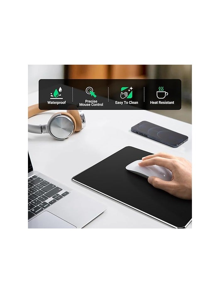 HONKID Metal Aluminum Mouse Pad – Thin Hard Double-Sided Waterproof Mouse Mat for Office & Gaming, Fast and Accurate Control for Laptop - Image 1