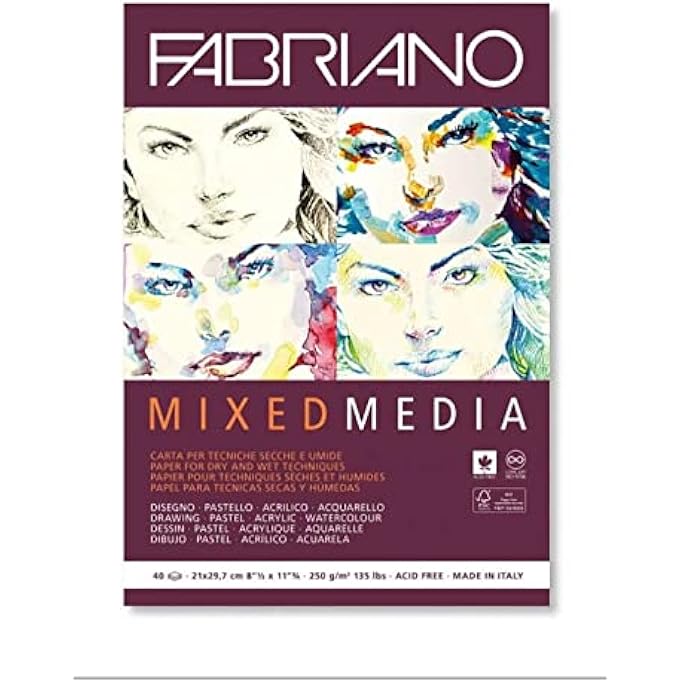 FABRIANO MIXED MEDIA BLOCK A5 SHEETS 250 GSM, 40 SHEETS - Image 1