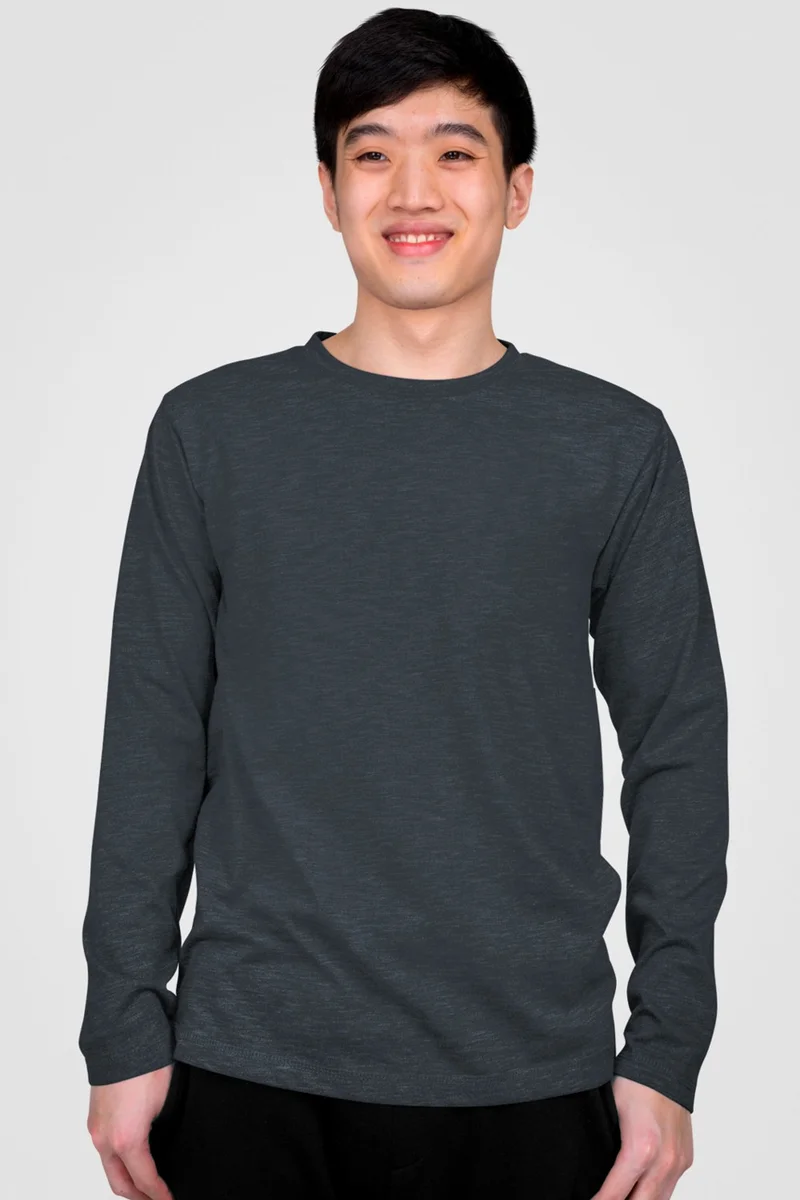 روك اند رول Plain 2 White, 1 Anthracite Long Sleeve Men's T-Shirt 3-Piece Eco Pack