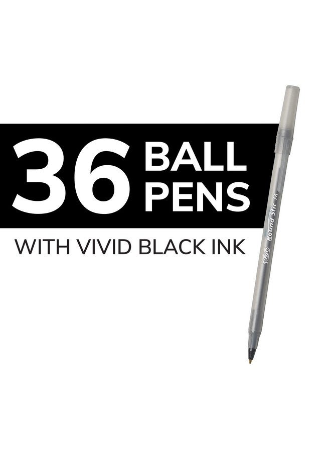 بيك قلم حبر جاف راوند ستيك إكسترا لايف، أسود، عبوة من 36 قلم - Image 3