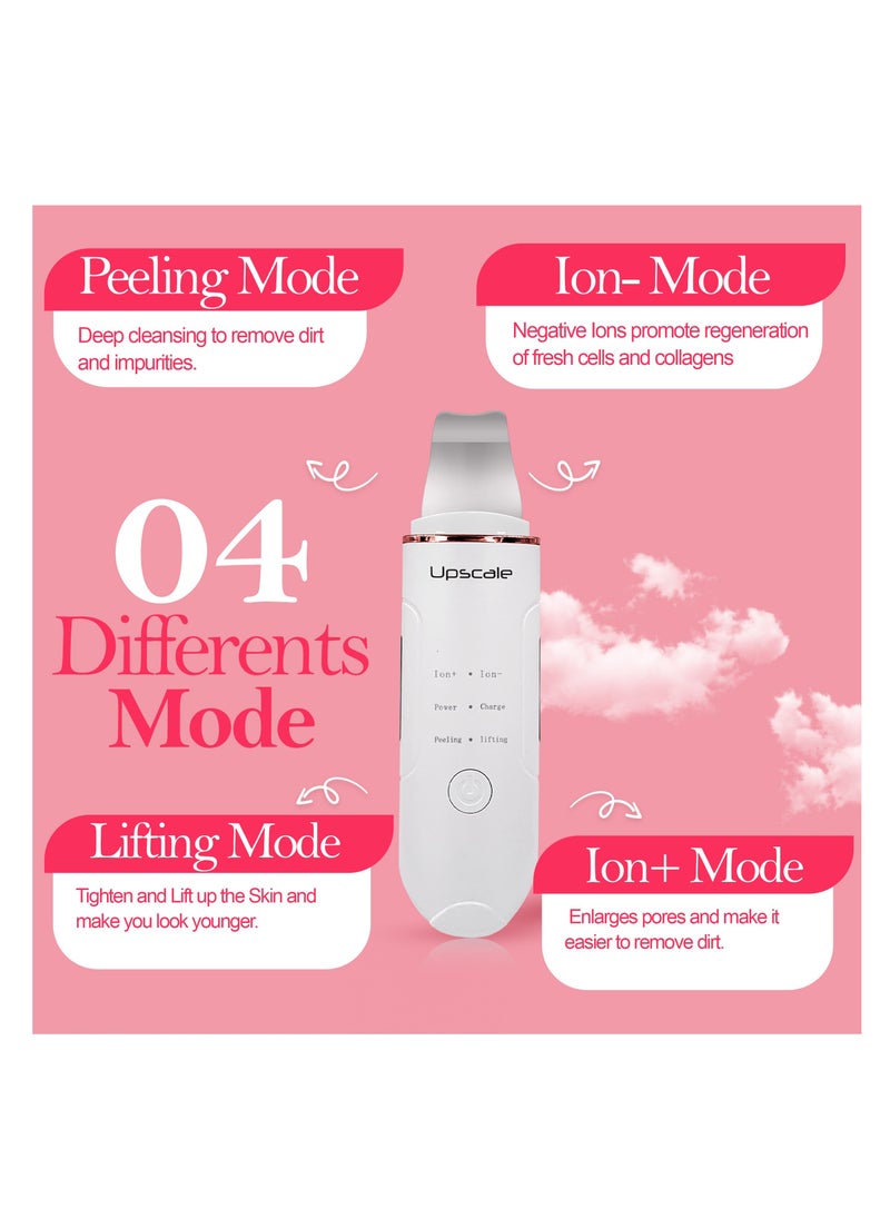UPSCALE Ultrasonic Skin Scrubber| Ultrasonic Spatula |  Ultrasonic Facial Scrubber Machine|  Deep Facial Cleansing Facial Lifting Treatment White  - Image 4