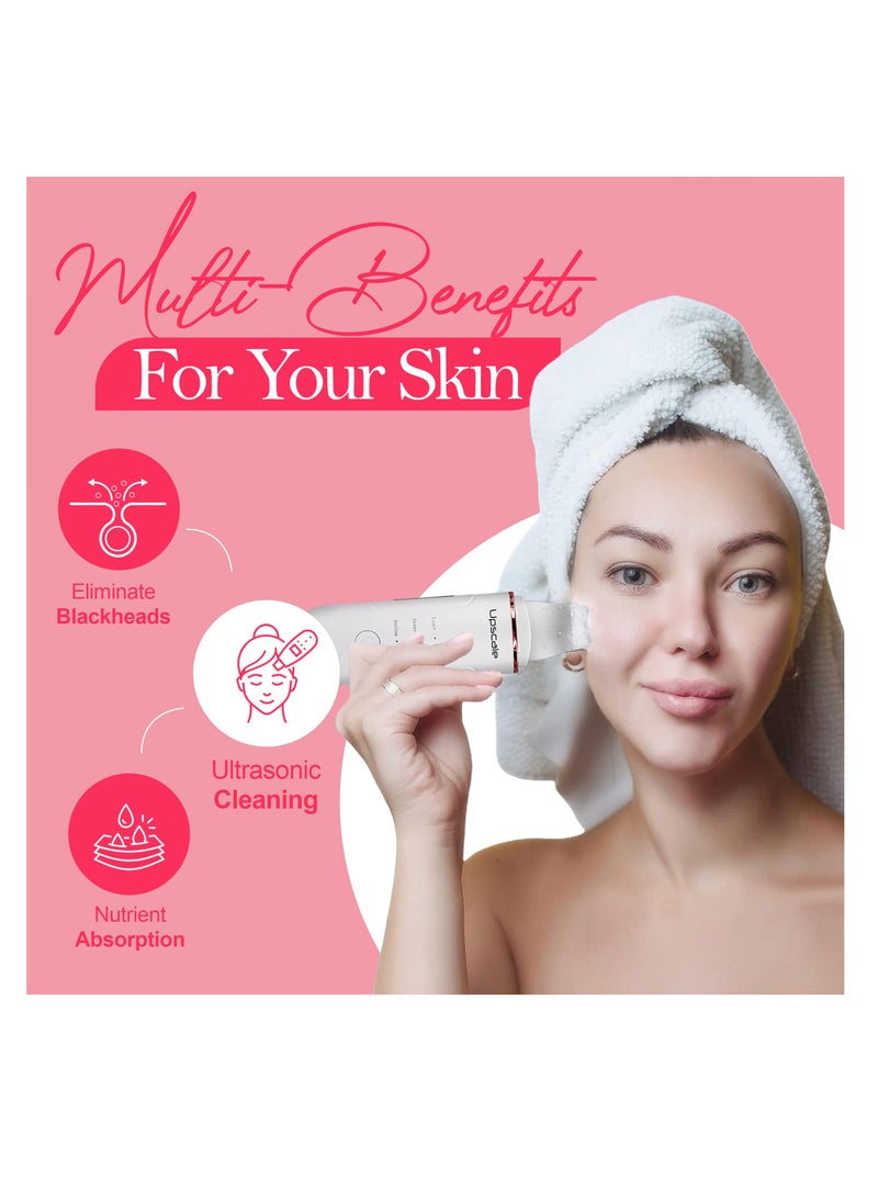 UPSCALE Ultrasonic Skin Scrubber| Ultrasonic Spatula |  Ultrasonic Facial Scrubber Machine|  Deep Facial Cleansing Facial Lifting Treatment White  - Image 5