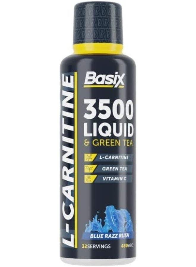 Basix 3500 L-Carnitine And Green Tea - Blue Razz Rush (64 Serv - 480 ml) - Image 2
