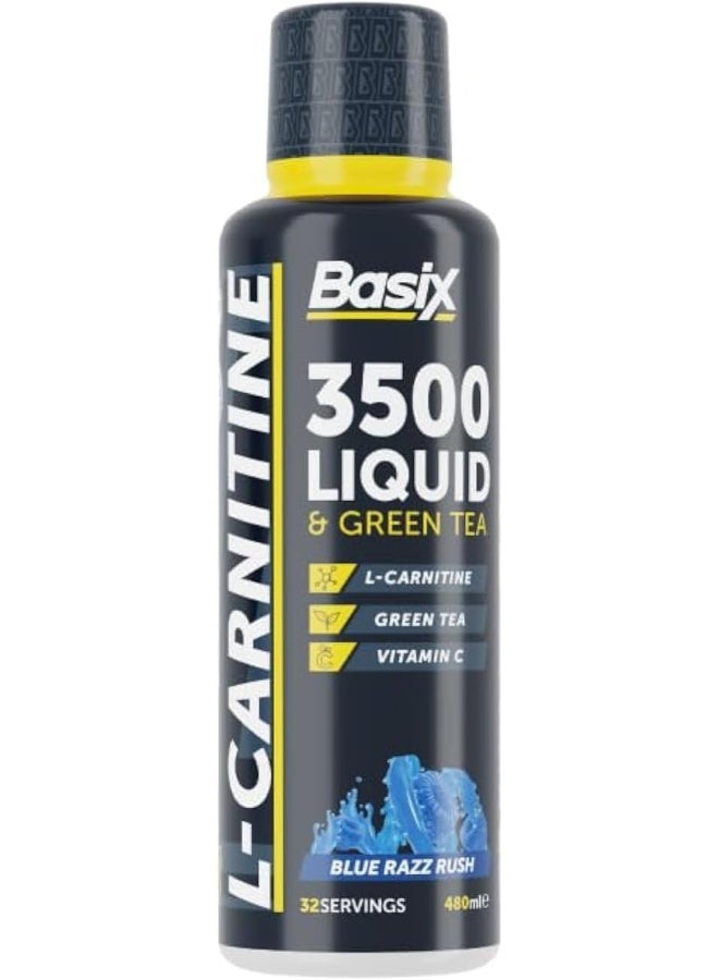 Basix 3500 L-Carnitine And Green Tea - Blue Razz Rush (64 Serv - 480 ml) - Image 1