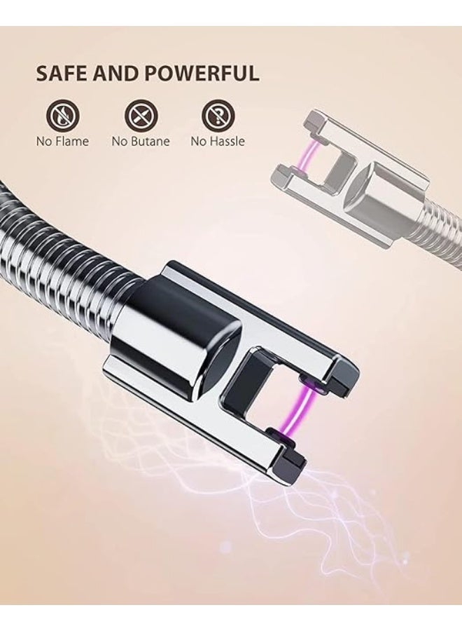 ولاعة كهربائية، مع شاشة ليد ومفتاح أمان دائرية 360 درجة بمنفذ USB قابلة لإعادة الشحن للتخييم والطبخ والشواء - Image 3