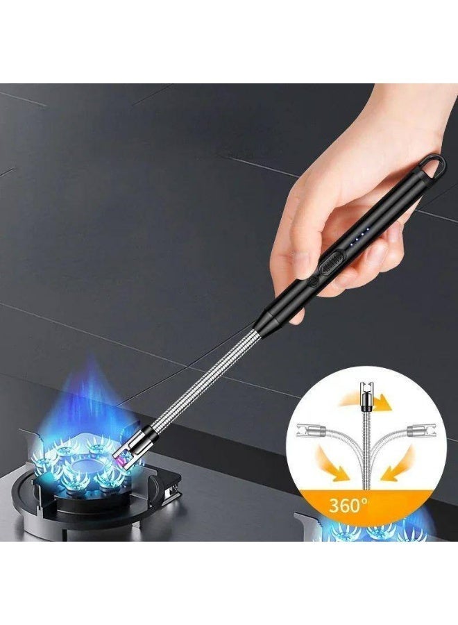 ولاعة كهربائية، مع شاشة ليد ومفتاح أمان دائرية 360 درجة بمنفذ USB قابلة لإعادة الشحن للتخييم والطبخ والشواء - Image 5