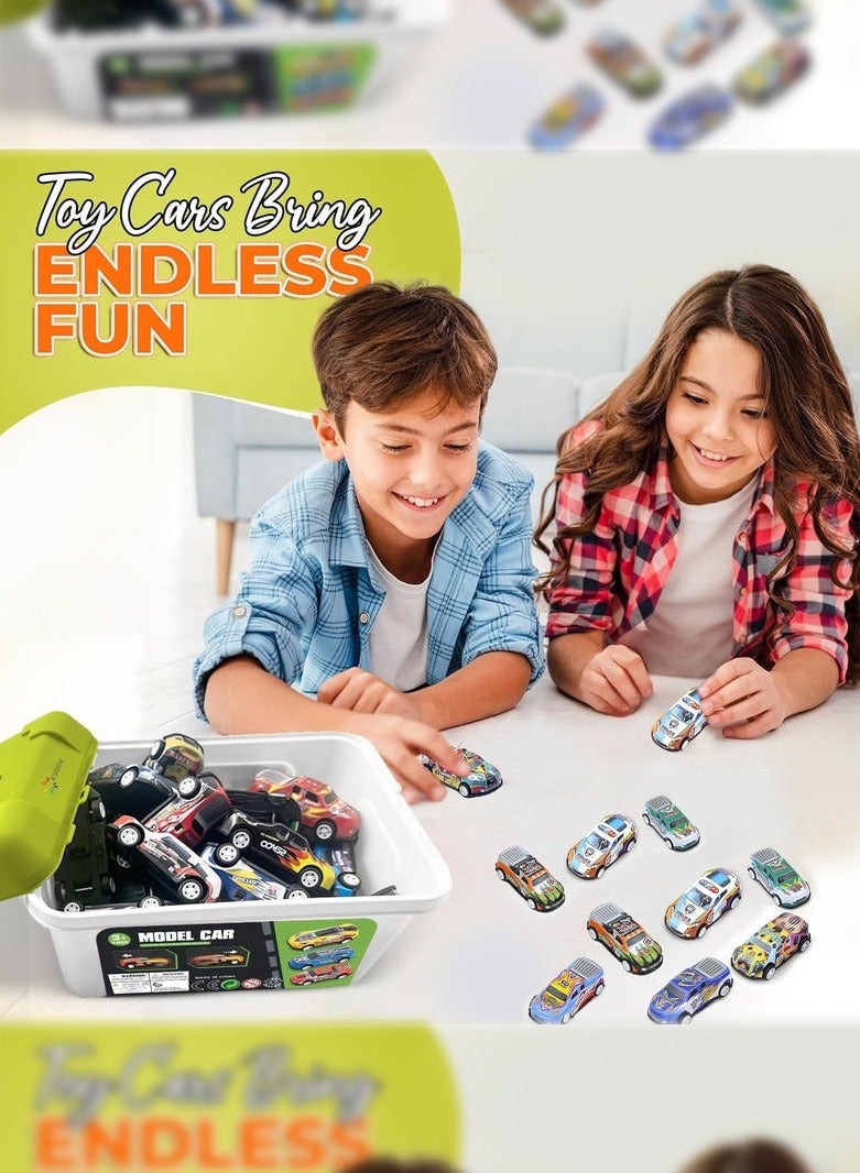 Haidue 40 Toy Car Party Gift Pull Back Racing Toy Mini Kids Toy Boy Girl Toddler Party Goodie Bag for kids 3-13 years old Boy Girl Gift with map and storage box  (toy car style random) - Image 4