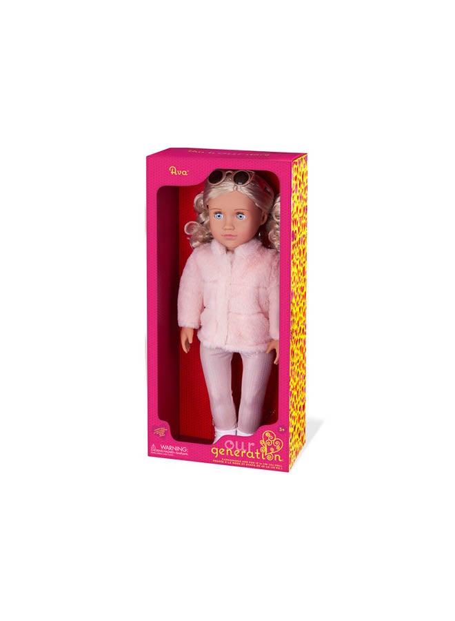 Our Generation 18-inch Fashion Doll – Lifelike Light-Blue Eyes & Wavy Blonde Hair – Pink Faux-Fur Coat Outfit 

 – Pretend Play – Toys For Kids Ages 3 & Up – Ava - Image 1
