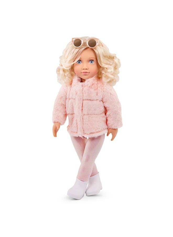 Our Generation 18-inch Fashion Doll – Lifelike Light-Blue Eyes & Wavy Blonde Hair – Pink Faux-Fur Coat Outfit 

 – Pretend Play – Toys For Kids Ages 3 & Up – Ava - Image 4