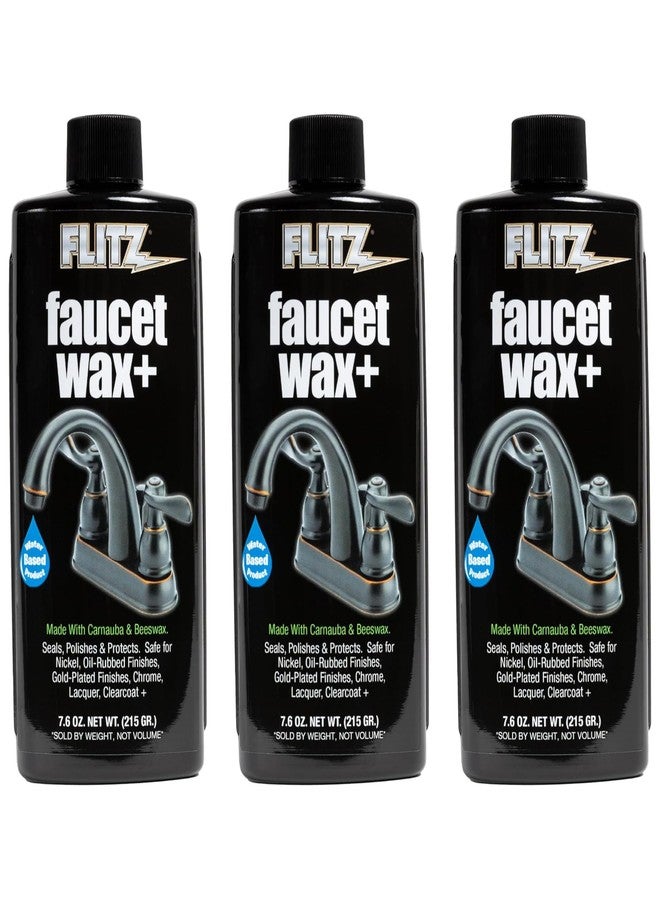 Flitz Faucet Wax Plus - 7.6oz Bottle of USA-Made, Water-Based Faucet Cleaner & Polisher for Water Stains, Fingerprints, & More - Metal Wax for Bronze, Nickel, Chrome, Brass - Granite Polish (3 Pack) - Image 1