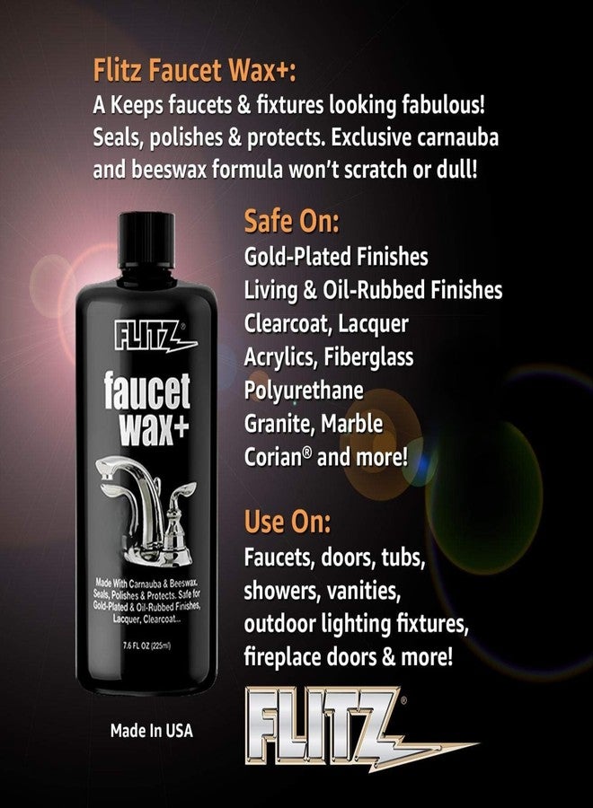 Flitz Faucet Wax Plus - 7.6oz Bottle of USA-Made, Water-Based Faucet Cleaner & Polisher for Water Stains, Fingerprints, & More - Metal Wax for Bronze, Nickel, Chrome, Brass - Granite Polish (3 Pack) - Image 3