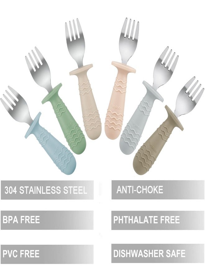 PandaEar 6 Pack Baby Forks for Self Feeding | Stainless Steel Tips & Silicone Handle Baby Utensils for Toddlers & Kids | BPA-Free, Easy Grip, Dishwasher Safe Feeding Forks for Baby Led Weaning - Image 3