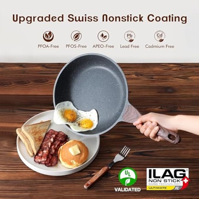 Unity Nonstick Frying Pan Skillet With Swiss Granite Coating  24Cm Stone Cookware For Healthy Cooking Omelettes  ChefS Dishes  Pfoa Free Durable  Easy To Clean - Image 2