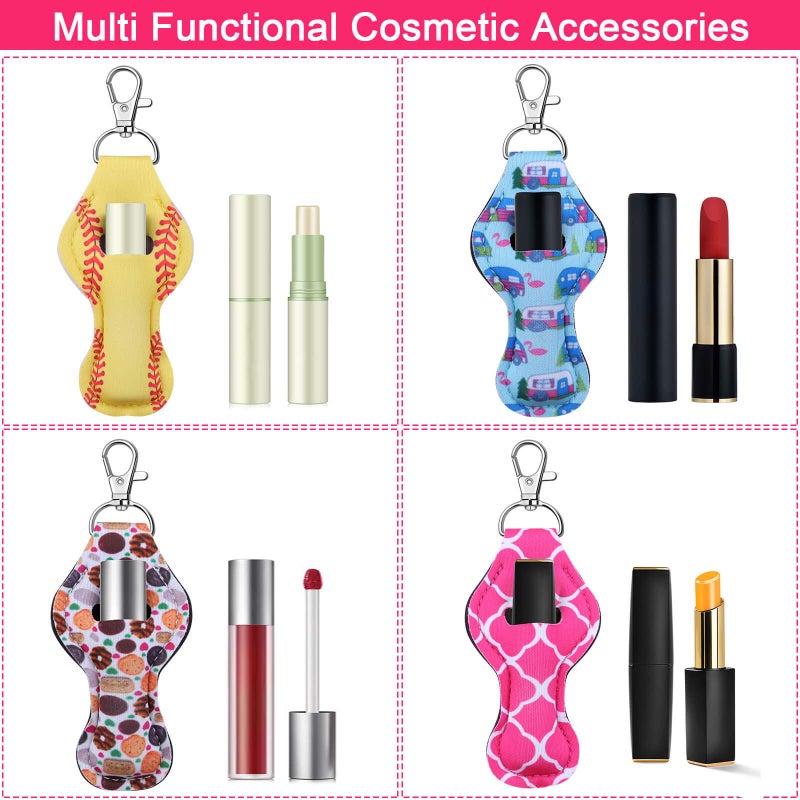 Caffox Caffox Chapstick Holder Keychain, 30Pcs Lip Balm Holder with Clip, Chapstick Lipstick Lipgloss Holder Bulk for Lanyards, Keychain  - Image 3