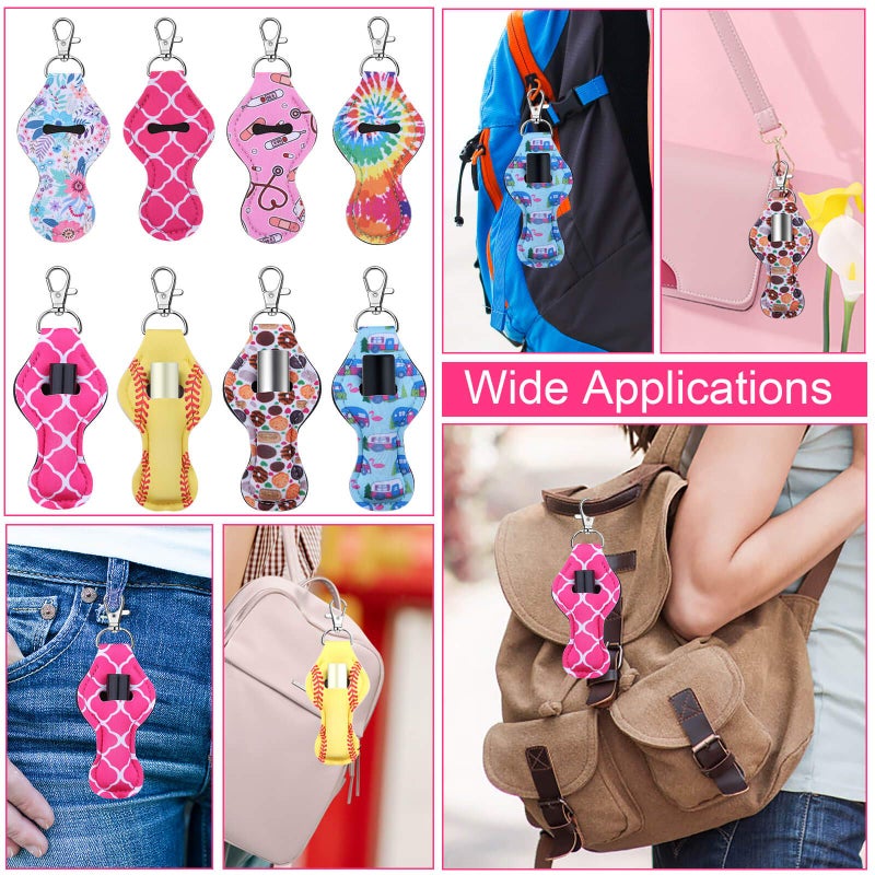 Caffox Caffox Chapstick Holder Keychain, 30Pcs Lip Balm Holder with Clip, Chapstick Lipstick Lipgloss Holder Bulk for Lanyards, Keychain  - Image 2