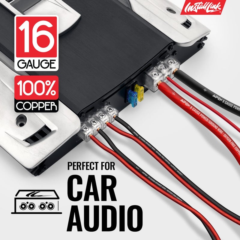 Install Link 16 AWG Gauge Speaker Wire (OFC) Cable Stereo, Car or Home Theater (100 Feet) - Image 4