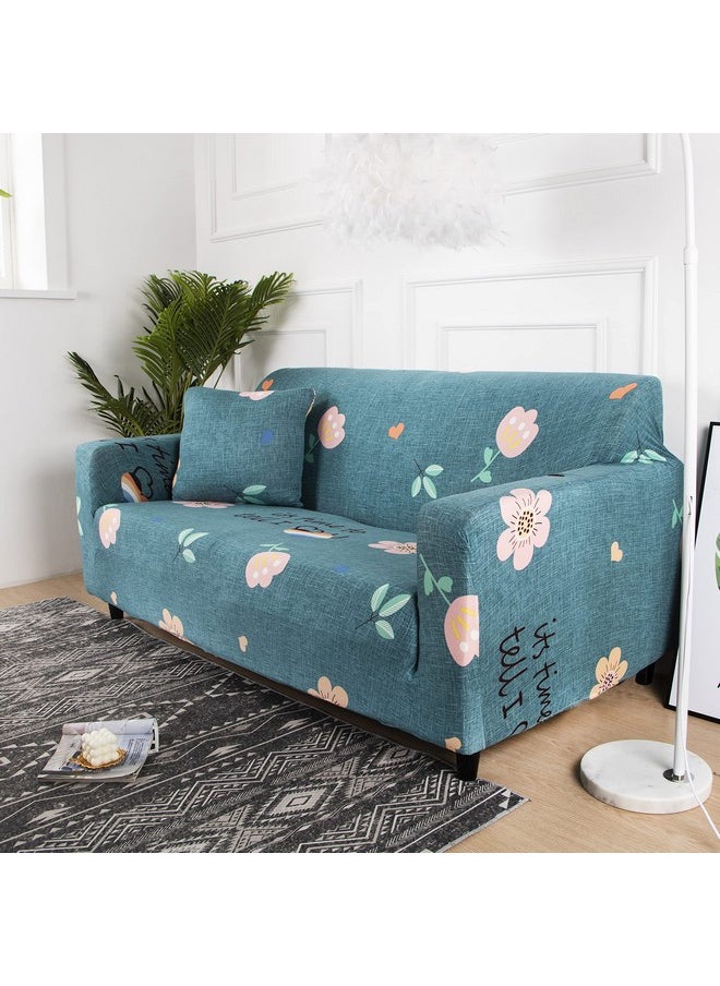 HOUSE OF QUIRK House of Quirk Universal Single Seater Sofa Cover Big Elasticity Cover for Couch Flexible Stretch Sofa Slipcover (Blue Pink Flower, 90-145cm), 92% Polyester 8% Spandex  - Image 2
